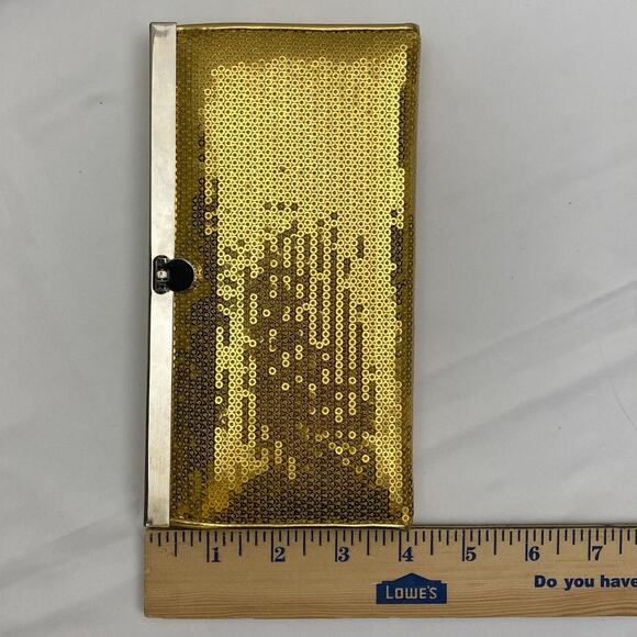 Vintage Gold Sequin Clutch The Metropolitan Ritz Evening Bag Party Metallic y2k - Picture 10 of 12